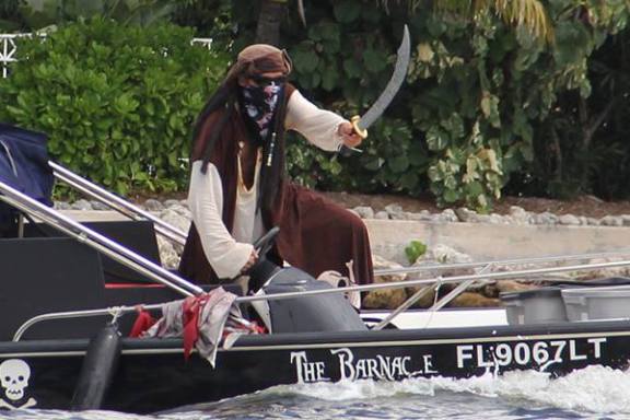 pirate on a speed boat