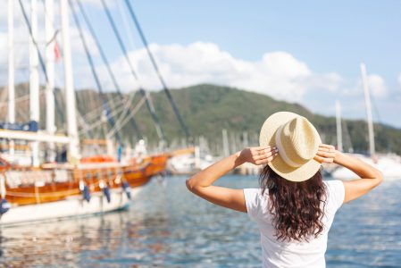 Girl exploring boat tour options