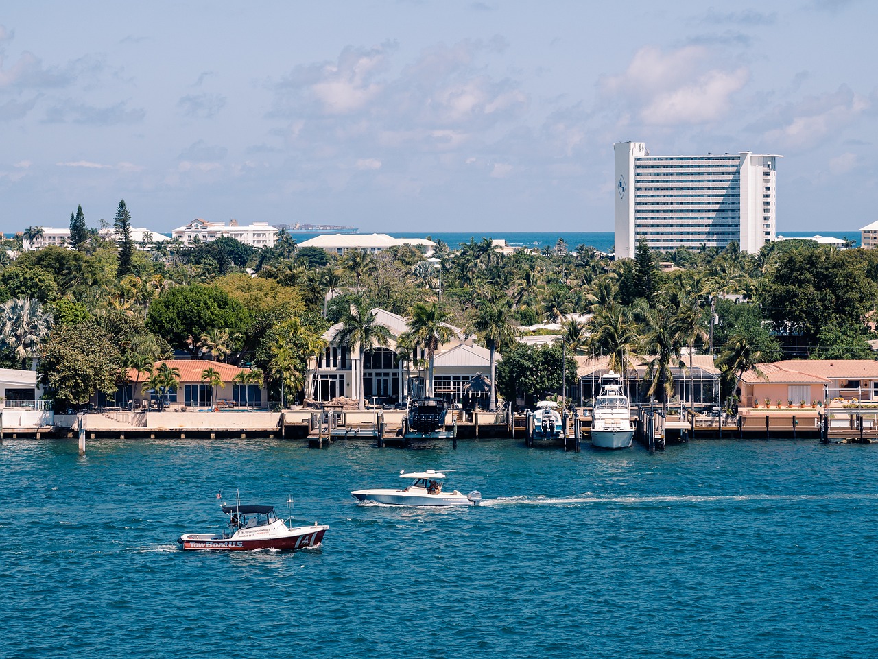 Boats in the blue sea in fort lauderdale Boats in the blue sea in fort lauderdale