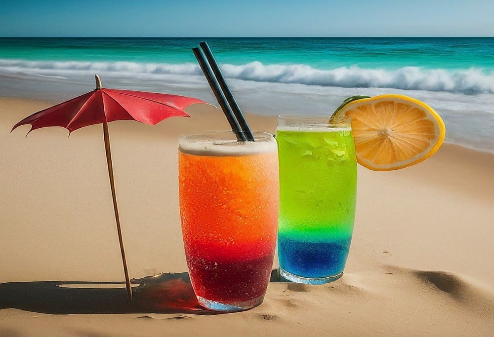 Refreshing 2 glasses of cocktails