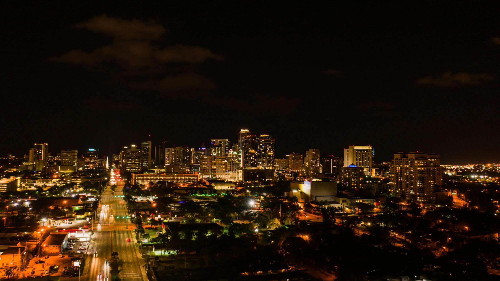 aerial view of las olas at night aerial view of las olas at night