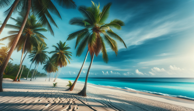 A palm tree near the shore