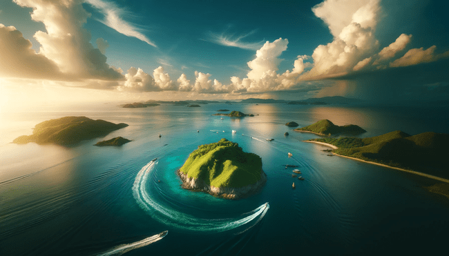 An Island with boats